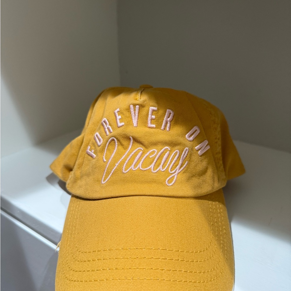 Yellow Cap with Embroidered Text